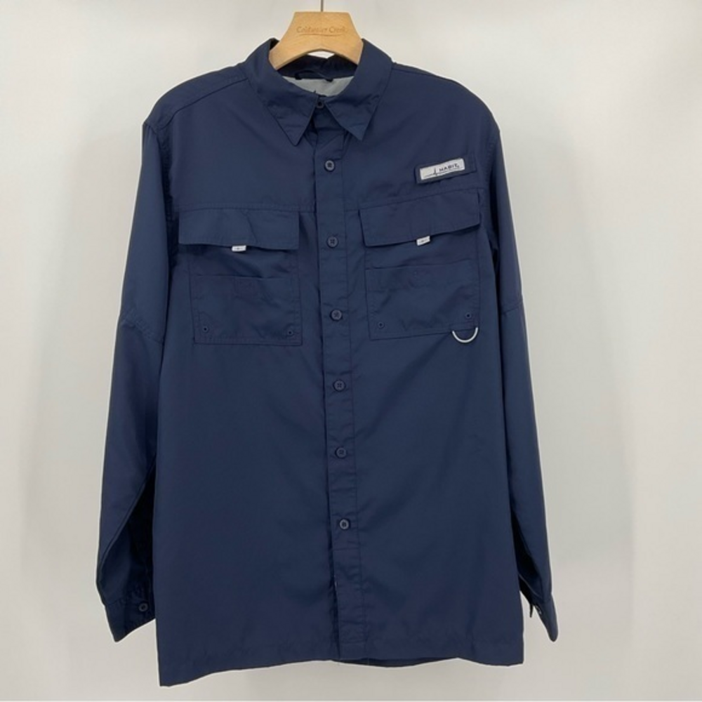 Habitat Mens UPF 40 Button‎ Down Long Sleeve Fishing Guide Fishing Shirt D4